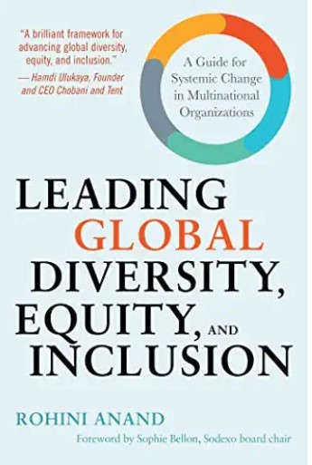 A book cover with the title leading global diversity, equity and inclusion.